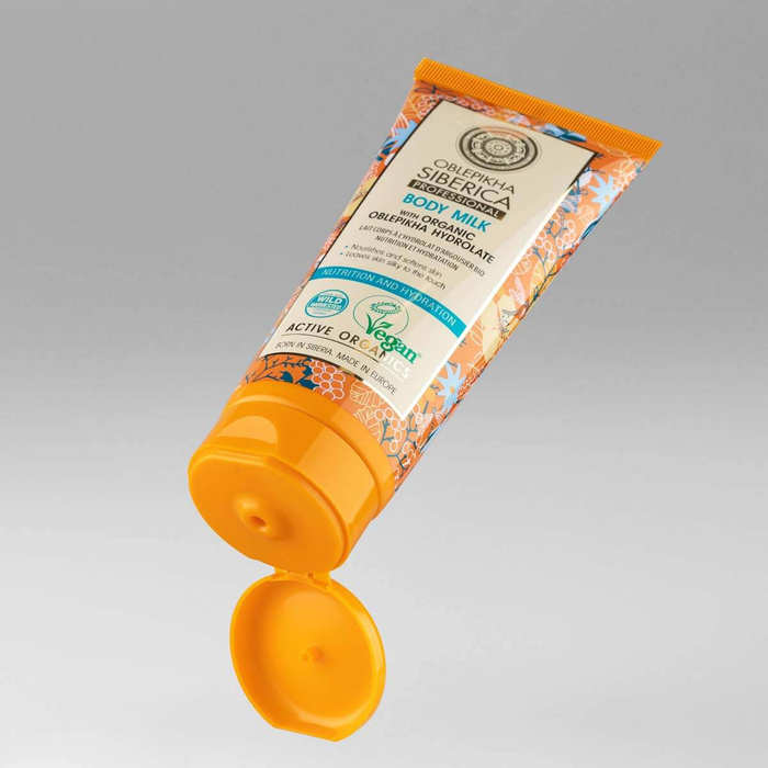 Wegańskie, odżywczo - nawadniające mleczko do ciała na bazie hydrolatu z rokitnika Oblepikha Professional