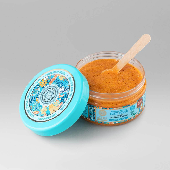 Wegański, głęboko oczyszczający sosnowy peeling do ciała na bazie hydrolatu z rokitnika Oblepikha Professional