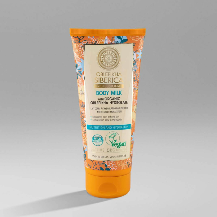 Wegańskie, odżywczo - nawadniające mleczko do ciała na bazie hydrolatu z rokitnika Oblepikha Professional