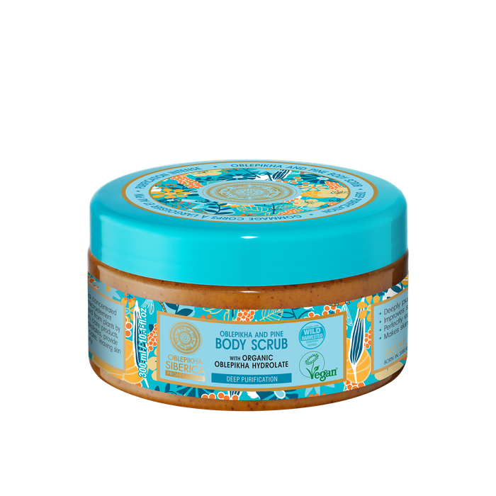Wegański, głęboko oczyszczający sosnowy peeling do ciała na bazie hydrolatu z rokitnika Oblepikha Professional