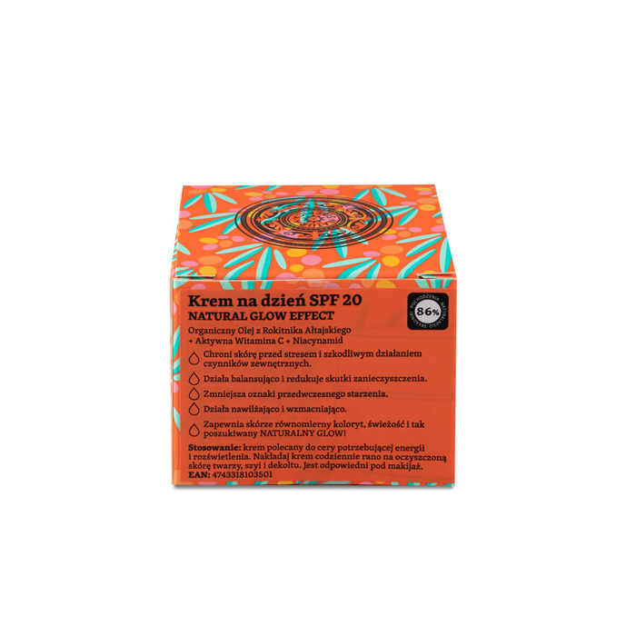 Wegański, rozświetlający krem do twarzy z filtrem SPF 20 z witaminą C Oblepikha C-berrica