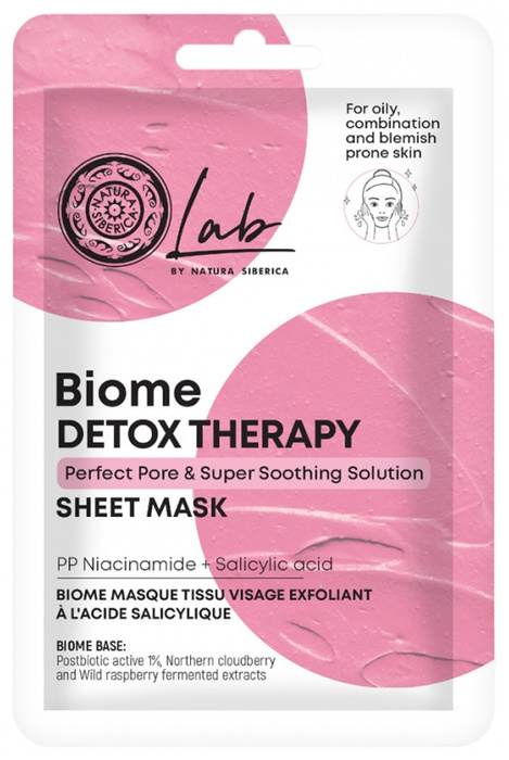 Maska w płachcie oczyszcza pory i wygładza Detox Therapy, Lab Biome, 25g