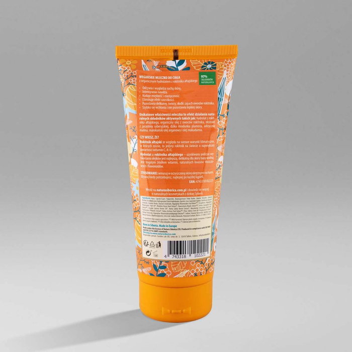 Wegańskie, odżywczo - nawadniające mleczko do ciała na bazie hydrolatu z rokitnika Oblepikha Professional