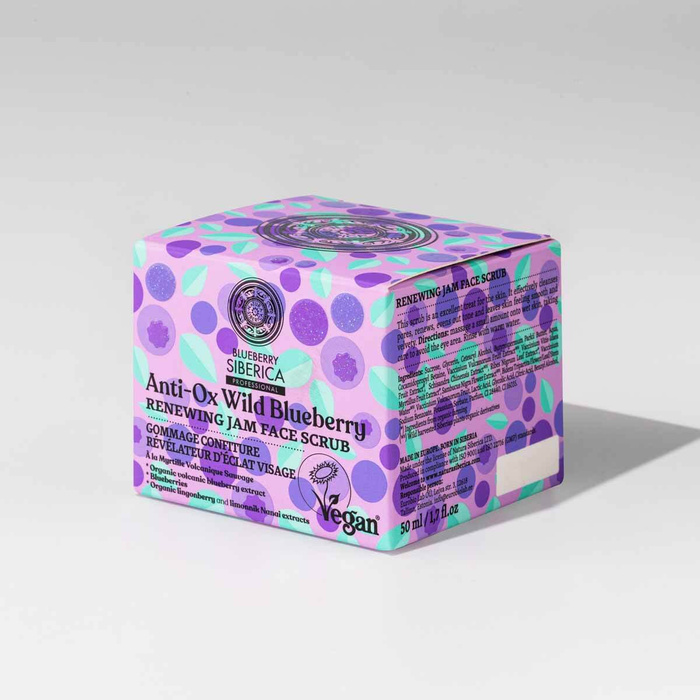 Wegański, odnawiający peeling do twarzy Blueberry Siberica