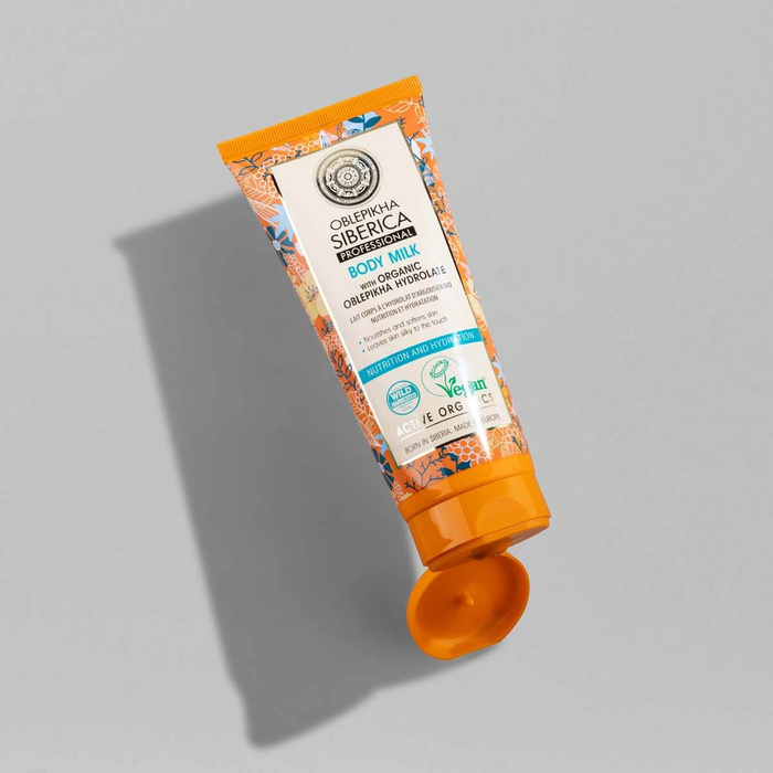 Wegańskie, odżywczo - nawadniające mleczko do ciała na bazie hydrolatu z rokitnika Oblepikha Professional